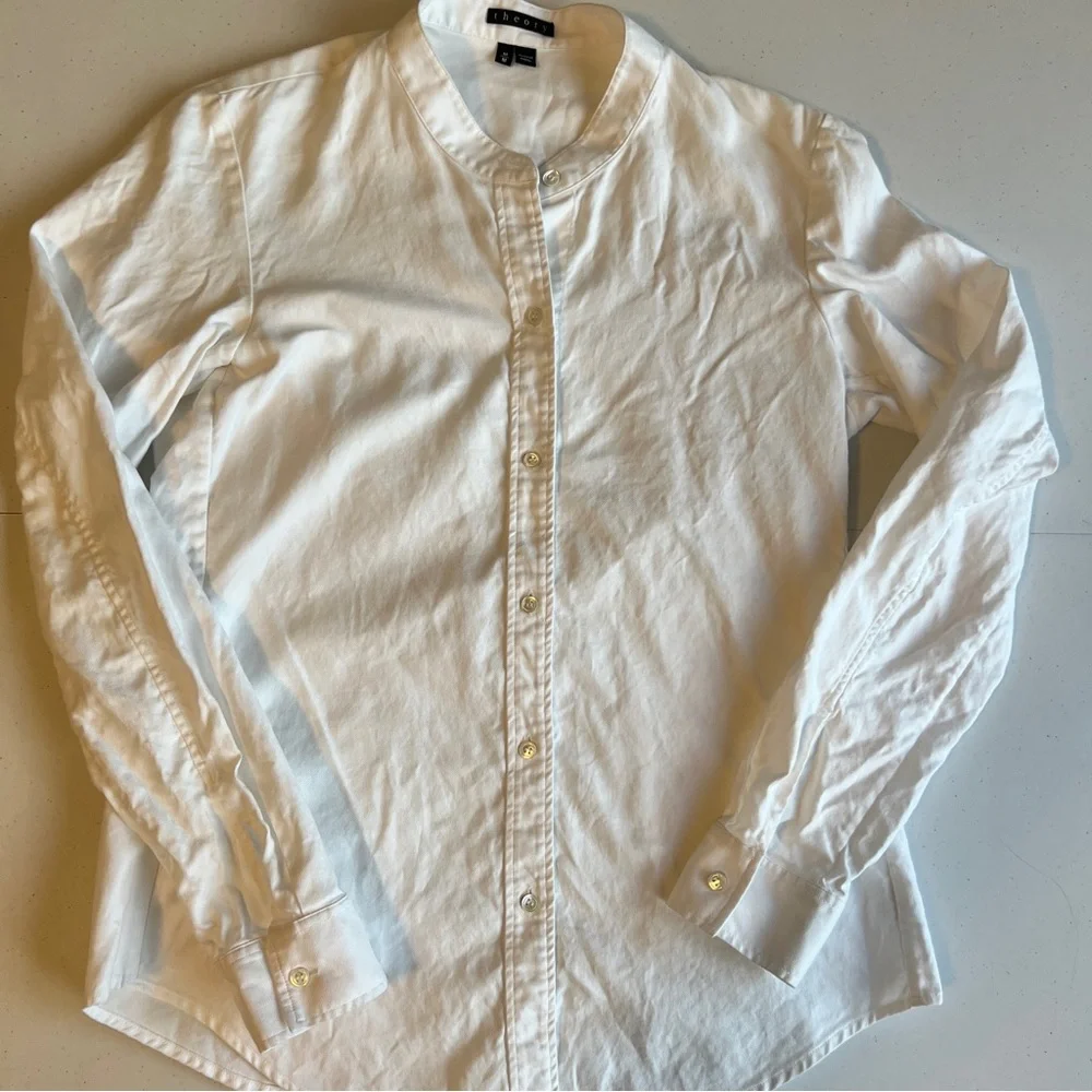 Theory Women’s White Button-Up Shirt Size M - Picture 1 of 7